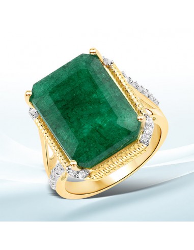 9.96 Carat Dyed Emerald and White Topaz .925 Sterling Silver Ring Faites des économies