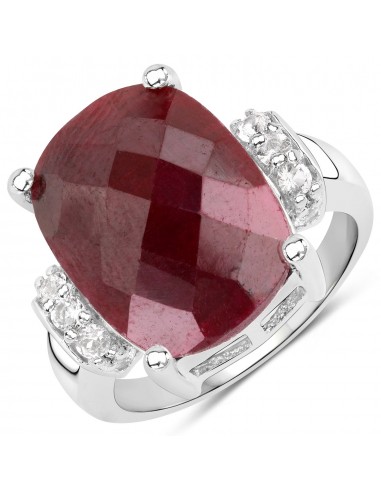 10.65 Carat Dyed Ruby and White Topaz .925 Sterling Silver Ring 50-70% off 