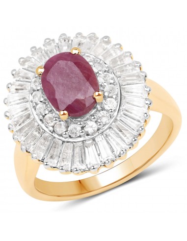 3.75 Carat Genuine Ruby and White Topaz .925 Sterling Silver Ring paiement sécurisé