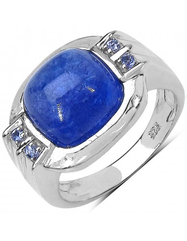 6.31 Carat Genuine Tanzanite .925 Sterling Silver Ring basket pas cher