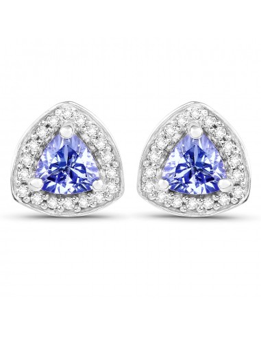 1.06 Carat Genuine Tanzanite and White Topaz .925 Sterling Silver Earrings soldes