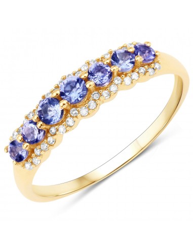 0.51 Carat Genuine Tanzanite and White Diamond 14K Yellow Gold Ring 2 - 3 jours ouvrés.