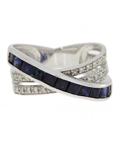 Natural .49ct Sapphire Diamond Ring 10KT White Gold Voir les baskets