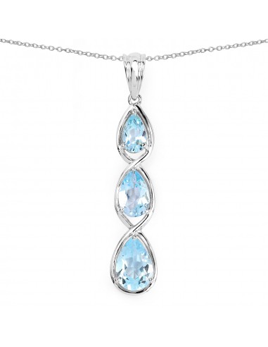 4.20 Carat Genuine Blue Topaz .925 Sterling Silver Pendant le concept de la Pate a emporter 