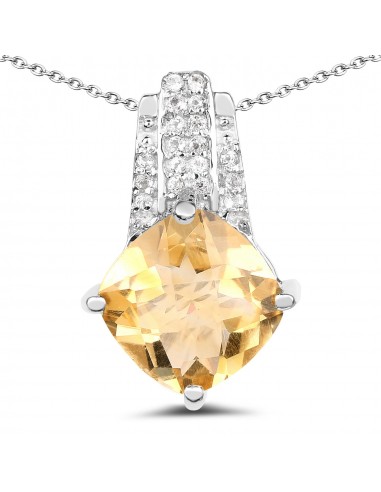 2.68 Carat Genuine Citrine and White Topaz .925 Sterling Silver Pendant à prix réduit toute l'année