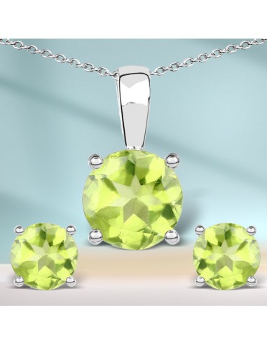 2.27 Carat Genuine Peridot .925 Sterling Silver Jewelry Set france