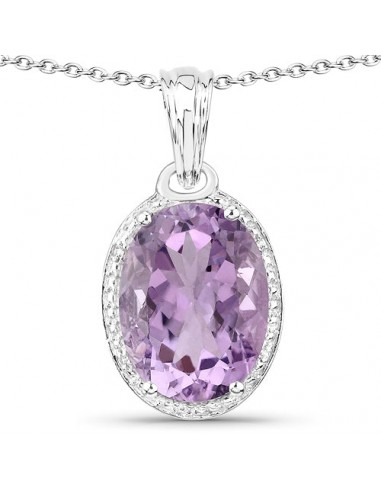 8.22 Carat Genuine Amethyst and White Topaz .925 Sterling Silver Pendant l'achat 