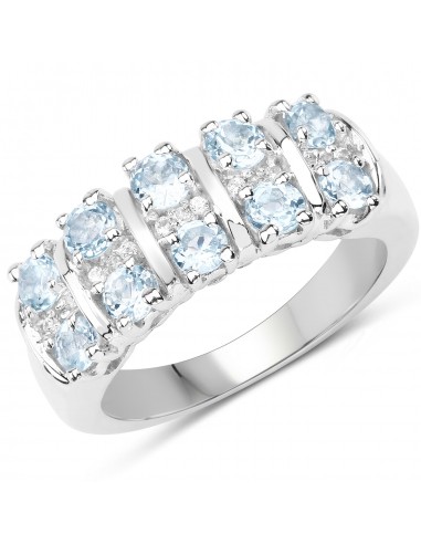 1.28 Carat Genuine Blue Topaz & White Topaz .925 Sterling Silver Ring de technologie