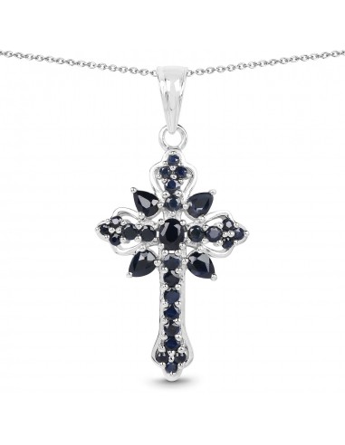 1.52 Carat Genuine Blue Sapphire Sterling Silver Pendant les muscles