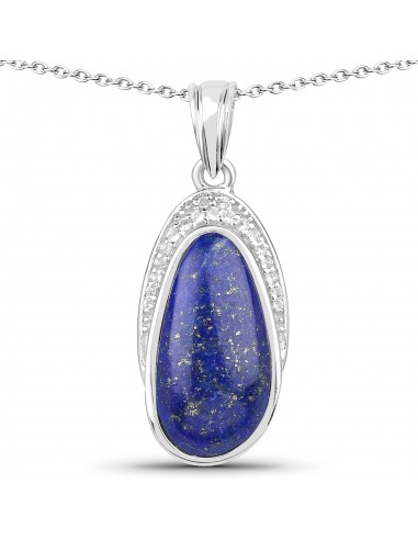 7.58 Carat Genuine Lapis And White Topaz .925 Sterling Silver Pendant plus qu'un jeu 