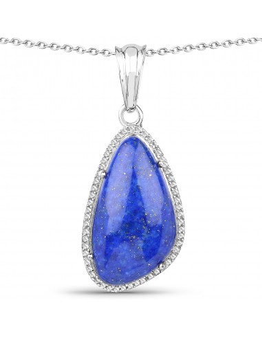 7.72 Carat Genuine Lapis And White Topaz .925 Sterling Silver Pendant shop