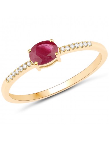 0.34 Carat Genuine Ruby and White Diamond 14K Yellow Gold Ring acheter