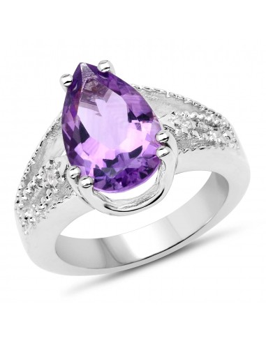 3.69 Carat Genuine Amethyst & White Topaz .925 Sterling Silver Ring s'inspire de l'anatomie humaine