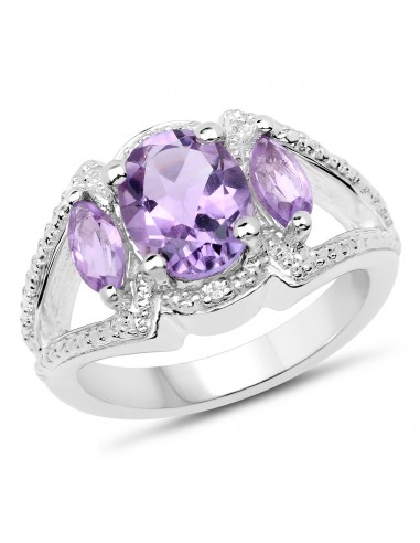 2.07 Carat Genuine Amethyst & White Topaz .925 Sterling Silver Ring Venez acheter