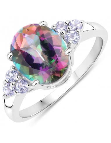 3.46 Carat Genuine Rainbow Quartz and Tanzanite .925 Sterling Silver Ring acheter en ligne