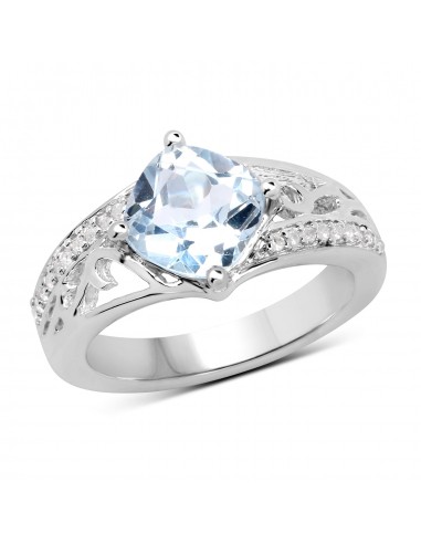 2.40 Carat Genuine  Blue Topaz and White Topaz .925 Sterling Silver Ring le concept de la Pate a emporter 