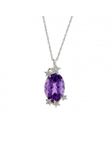 Amethyst Diamond Fashion Pendants 10KT White Gold france