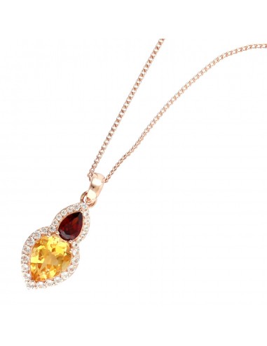 2.39ct Yellow Citrine & Rhodolite Garnet Choker Necklace 925 Silver Jewelry rembourrage situé sous