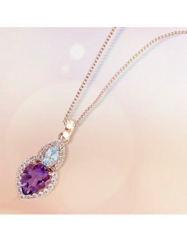 2.22ct Purple Amethyst & Topaz Choker Necklace 925 Sterling Silver Jewelry Venez découvrir notre 