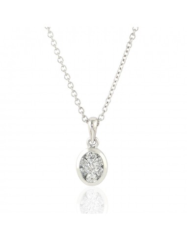 0.26ct Pressure Set Diamond Chain Solitaire Pendant Necklace 14k White Gold de France