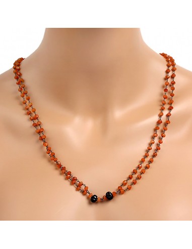 87ct Natural Carnelian Rope Necklace 925 Sterling Silver Onyx Diamond Jewelry store