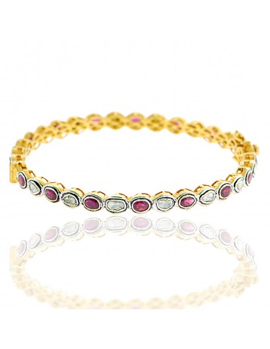 2.6ct Ruby Rose Cut Diamond Bangle 14kt Gold 925 Sterling Silver Jewelry est présent 