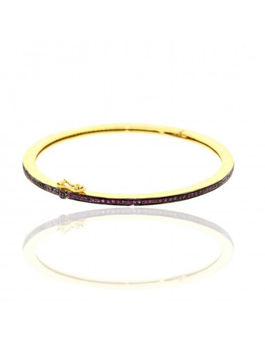 1.51 ct Gemstone 18 kt Gold Sleek Bangle .925 Sterling Silver Jewelry français