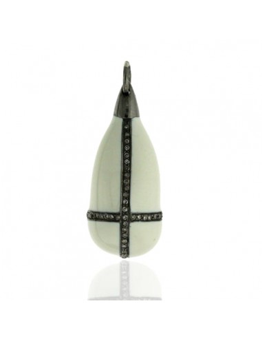 0.52 ct Pave Diamond 925 Sterling Silver Drop Style Pendant Gift Enamel Jewelry Toutes les collections ici