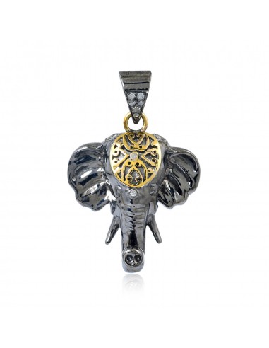 18k Gold Pave Diamond 925 Sterling Silver Elephant Design Pendant Jewelry Jusqu'à 80% De Réduction