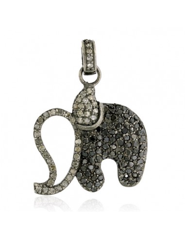 Elephant Design Pendant 1.52ct Pave Diamond .925 Sterling Silver Fashion Jewelry de pas cher