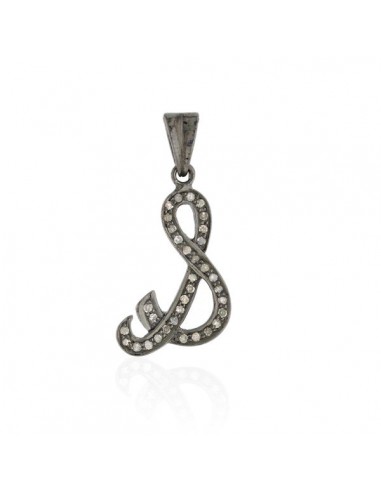 Pave Diamond "&" Sign Pendant 925 Sterling Silver Handmade Jewelry pas cheres