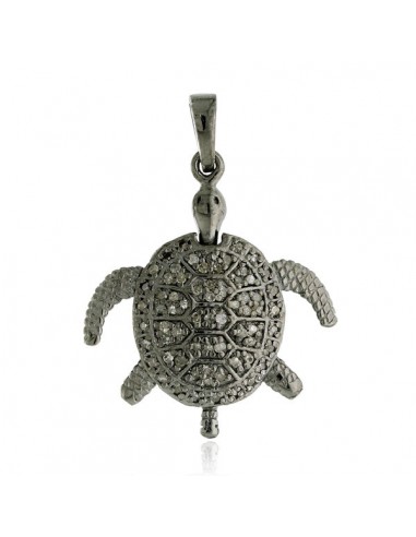 0.34ct Pave Diamond 925 Sterling Silver Tortoise Design Pendant Jewelry pas cheres