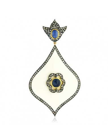 Sapphire Floral Diamond Pendant Gift 18k Gold 925 Sterling Silver Enamel Jewelry basket pas cher