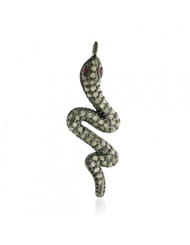 Pave Diamond Snake Design Pendant 925 Silver Handmade Jewelry outlet