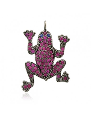 Frog Shape Pendant 1.01ct Natural Ruby 925 Silver Jewelry chez Cornerstreet bien 