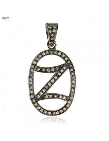 0.88 ct Pave Diamond 925 Sterling Silver Initial "Z" Pendant Jewelry prix pour 