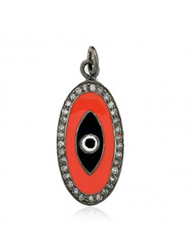 Evil Eye Necklace Pendant Diamond Sterling Silver Enamel Jewelry paiement sécurisé