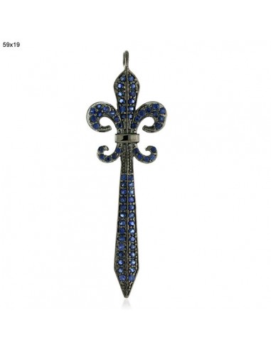 1.27 ct Sapphire 925 Sterling Silver Designer Sword Style Pendant Jewelry Economisez 