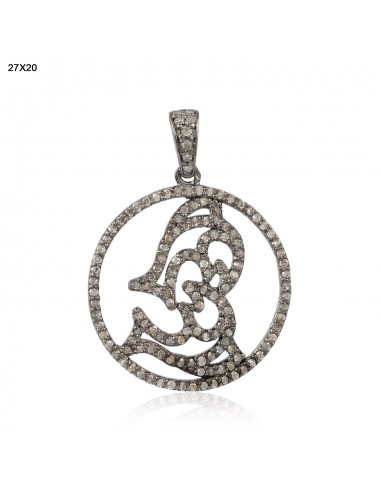 Pisces Sunsign Pendant 0.5ct Pave Diamond .925 Sterling Silver Handmade Jewelry des créatures d'habitude