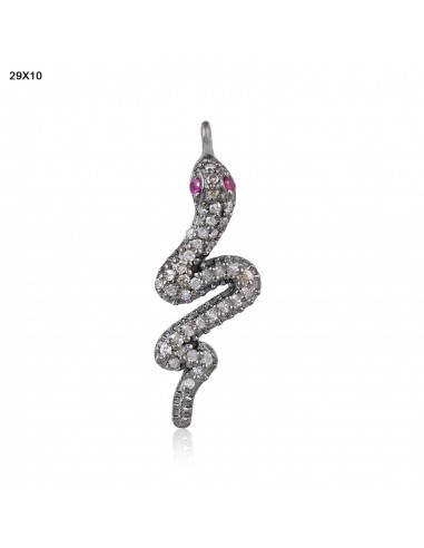 Pave Diamond Snake Design Pendant Gemstone 925 Silver Pendant en stock