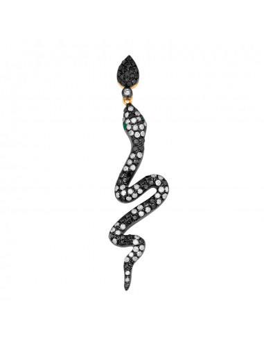 Pave Diamond 18k Gold 925 Silver Emerald Snake Charm Pendant votre