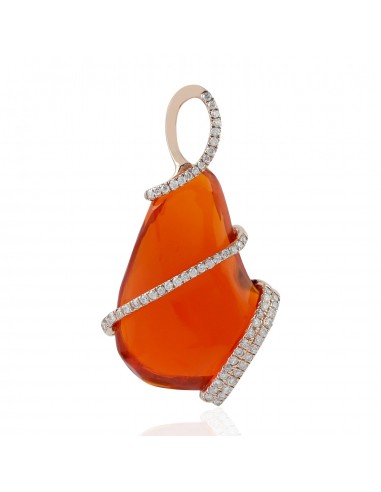 Orange Precious Opals Charm Pendant 18k Rose Gold Diamond Fine Jewelry 7.51ct Les magasins à Paris et en Île-de-France