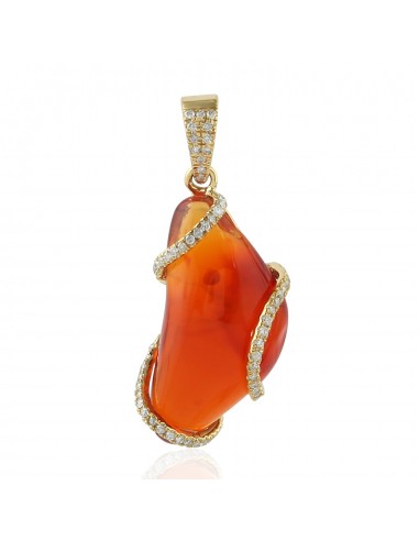 Orange Precious Opals Charm Pendant 18k Yellow Gold Diamond Fine Jewelry 8.27ct Economisez 