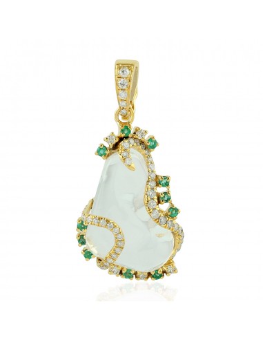 Green Emerald Charm Pendant 18k Yellow Gold Diamond Fine Jewelry 8.67ct en ligne