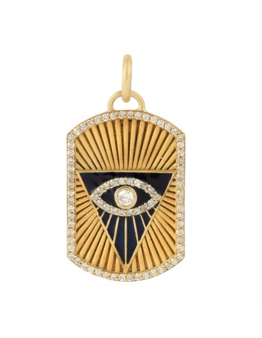 0.31ct Diamond Eye Charm Pendant 14k Yellow Gold Jewelry brillant des détails fins