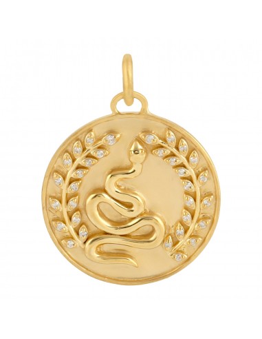 Natural Diamond Snake Charm Pendant Solid 14k Yellow Gold Fine Jewelry solde