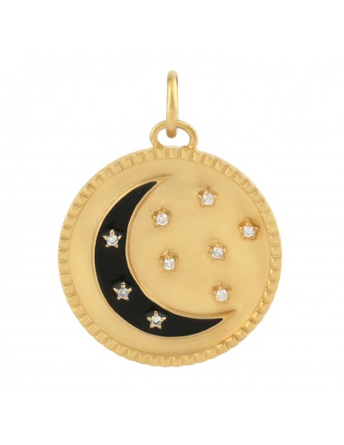 Natural Diamond Crescent Moon Charm Pendant 14k Yellow Gold Fine Jewelry Le MVP de beaucoup