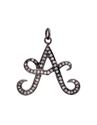 0.51ct Pave Diamond "A" Alphabet Pendant 925 Sterling Silver Handmade Jewelry à prix réduit toute l'année