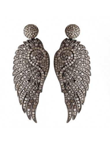 7.86ct Pave Diamond Wing Dangle Earrings Gold 925 Silver Women Jewelry meilleur choix