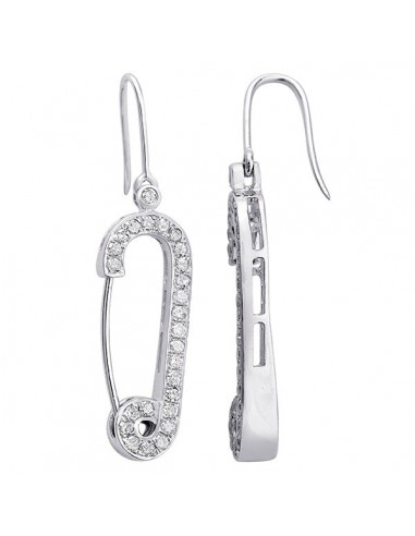 0.89ct Diamond 18k Gold Safety Pin Style Hook Earrings Sterling Silver Jewelry Découvrez la collection